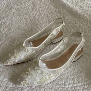 Beaded Bridal Flats Pointed Toe Size 8